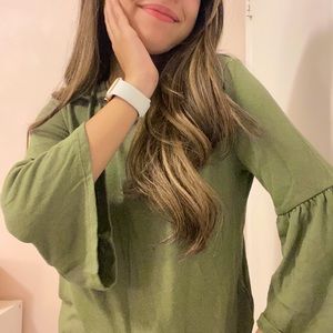Bell Sleeve Army Green Blouse 💚
